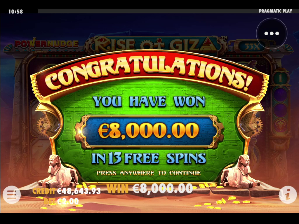Rise of Giza PowerNudge - Free spins 9
