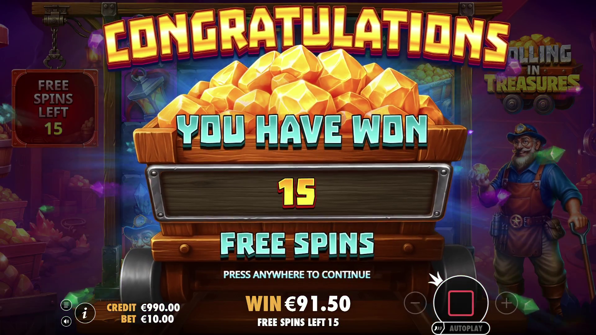 Rolling in Treasures - Free spins 2