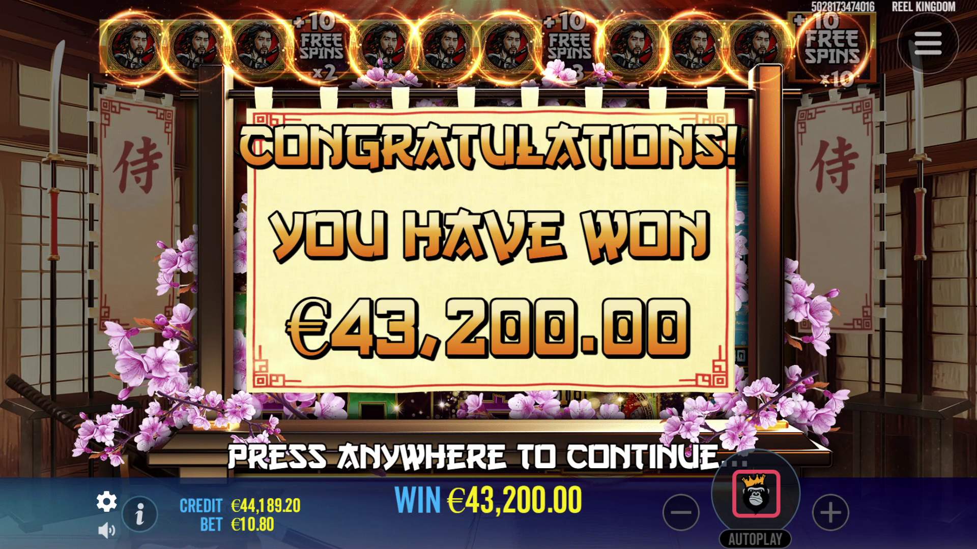 Samurai Code - Big win 1