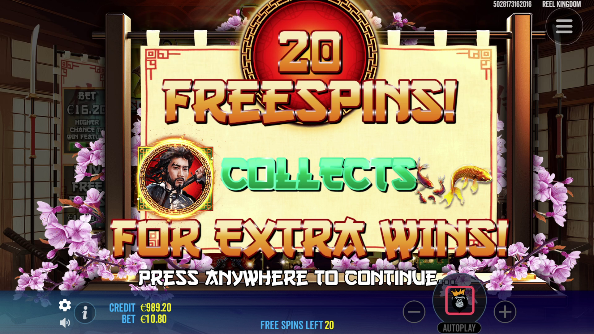 Samurai Code - Free spins