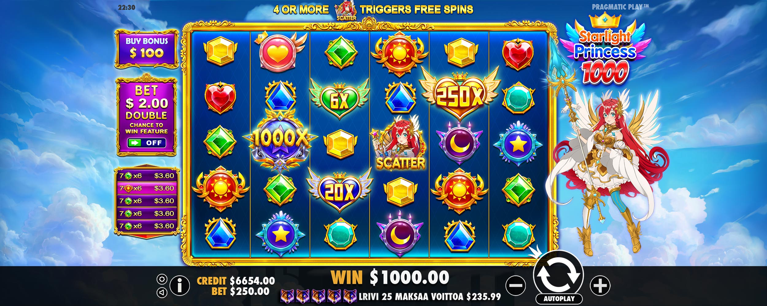 Starlight Princess 1000 - Base game 1