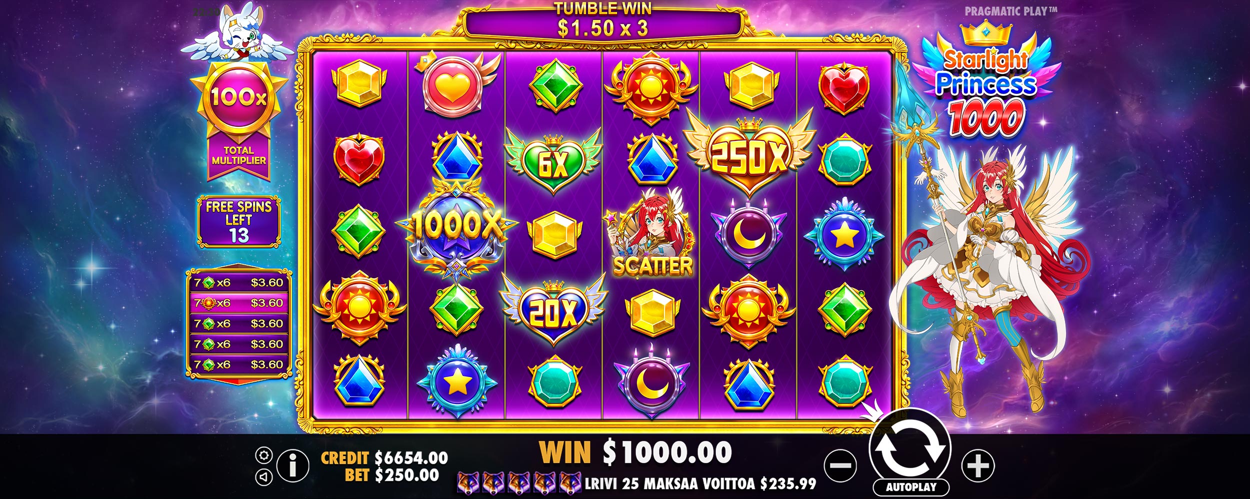 Starlight Princess 1000 - Free spins 1