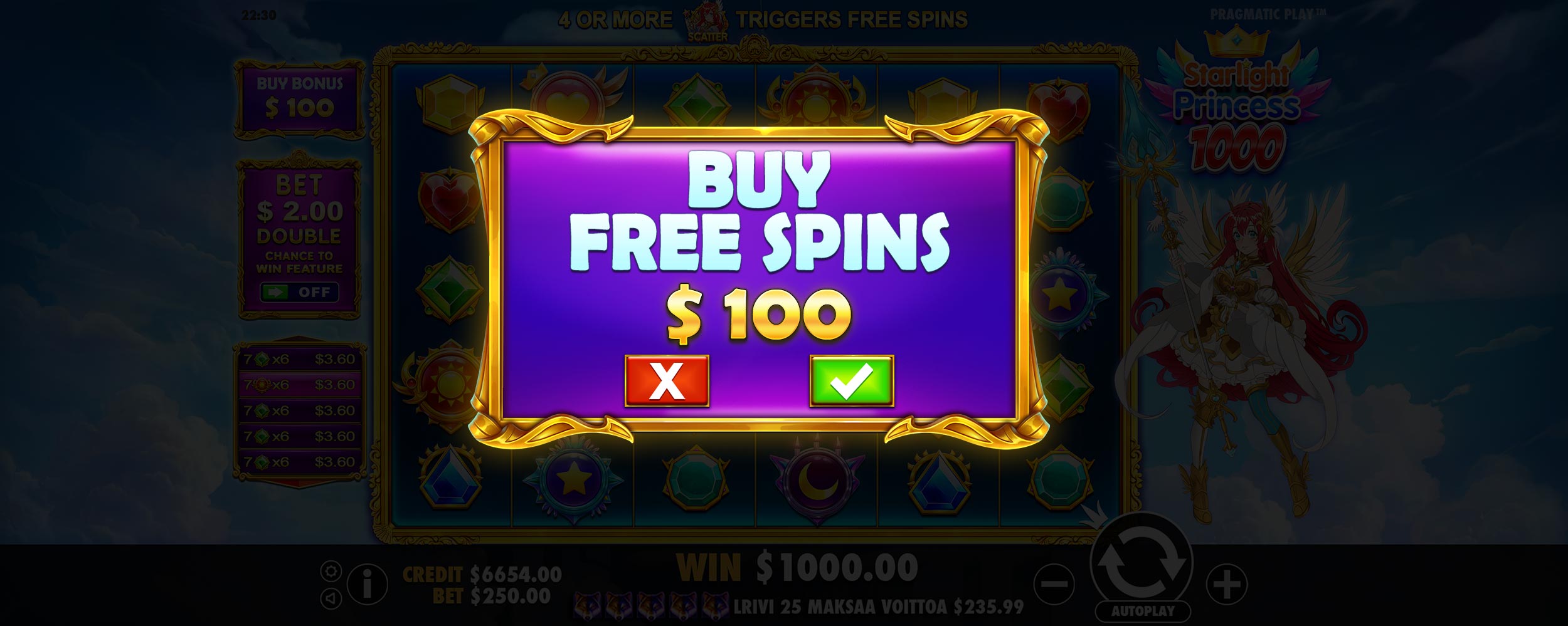 Starlight Princess 1000 - Buy bonus 1