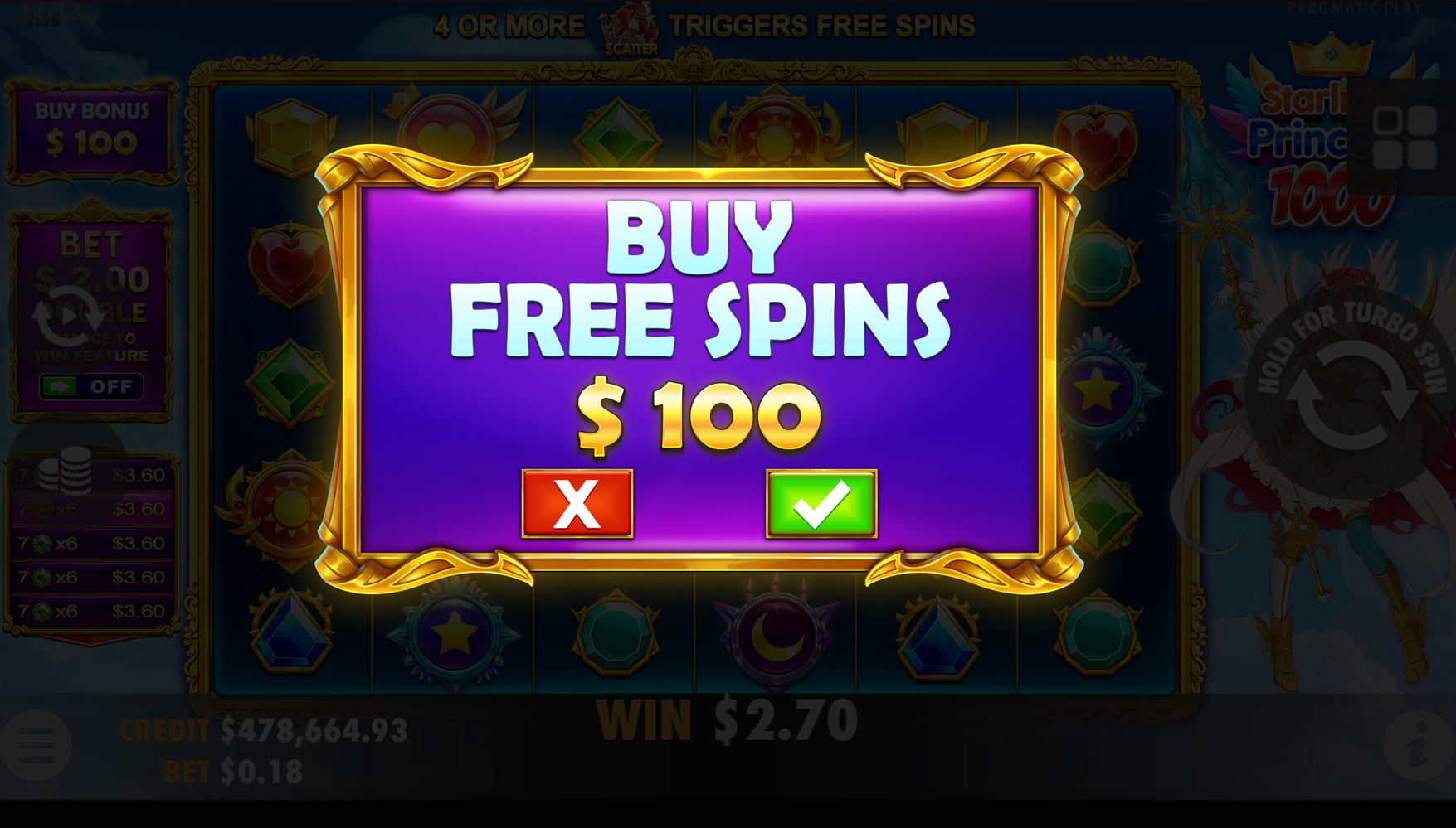 Starlight Princess 1000 - Buy bonus 2