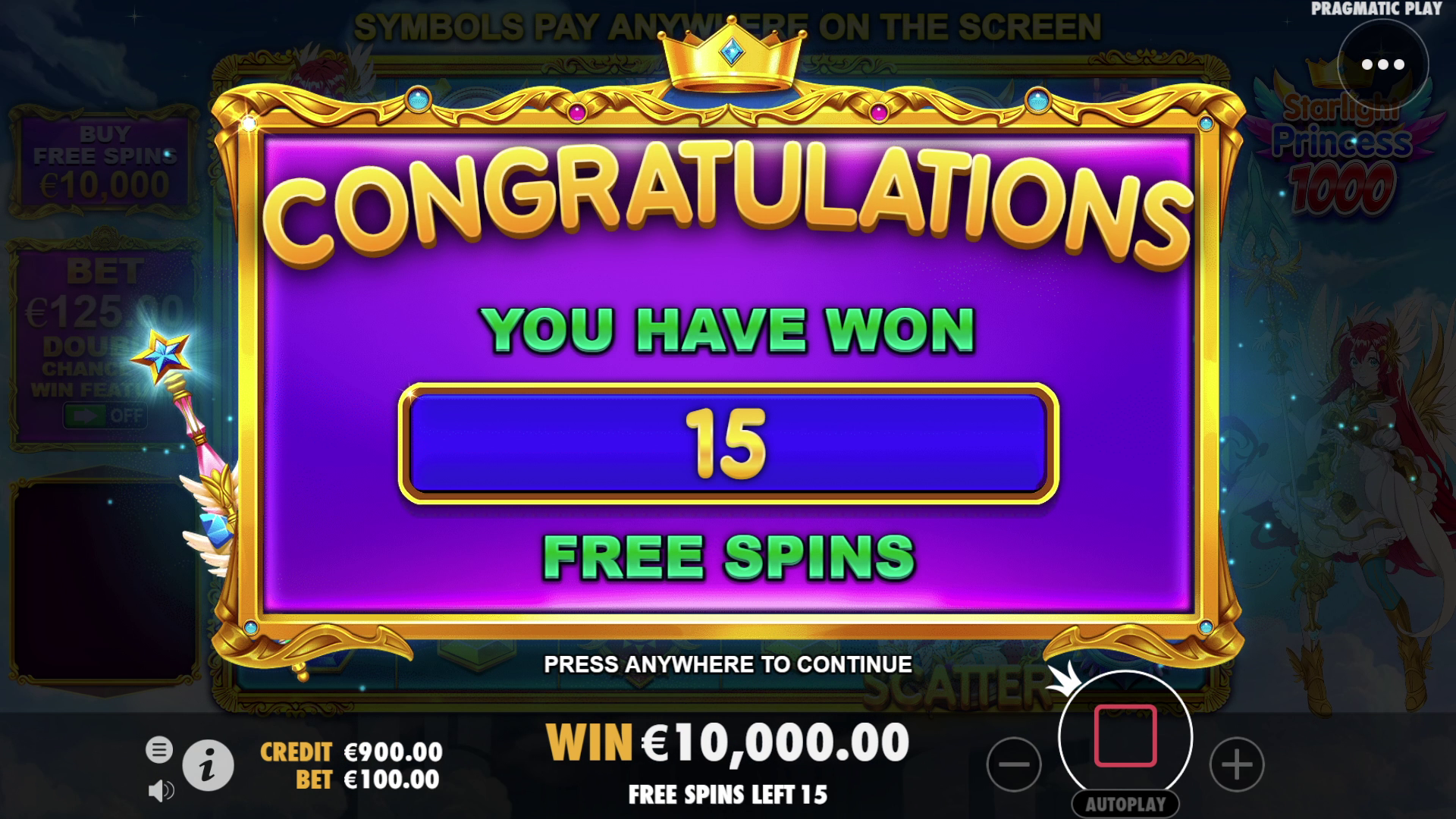Starlight Princess 1000 - Free spins 4
