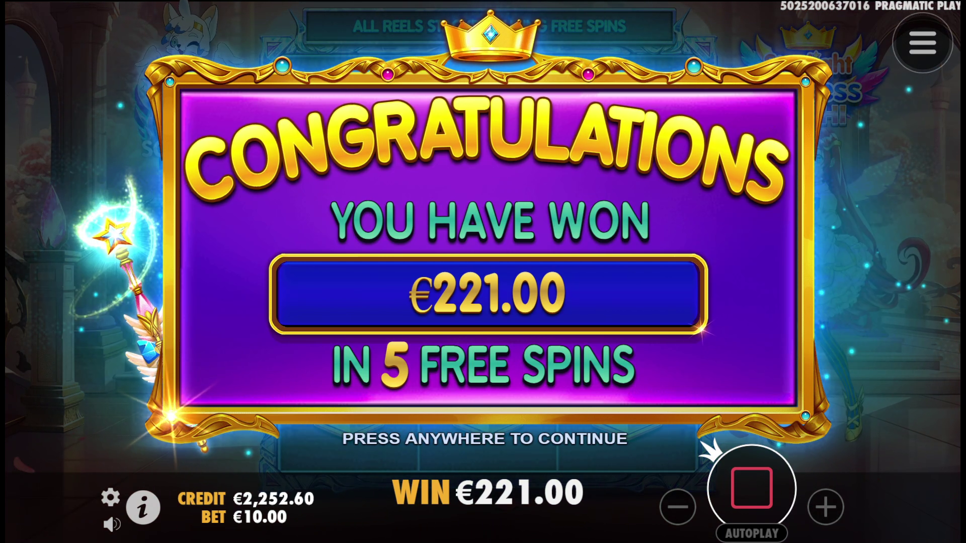 Starlight Princess Pachi - Free spins 1