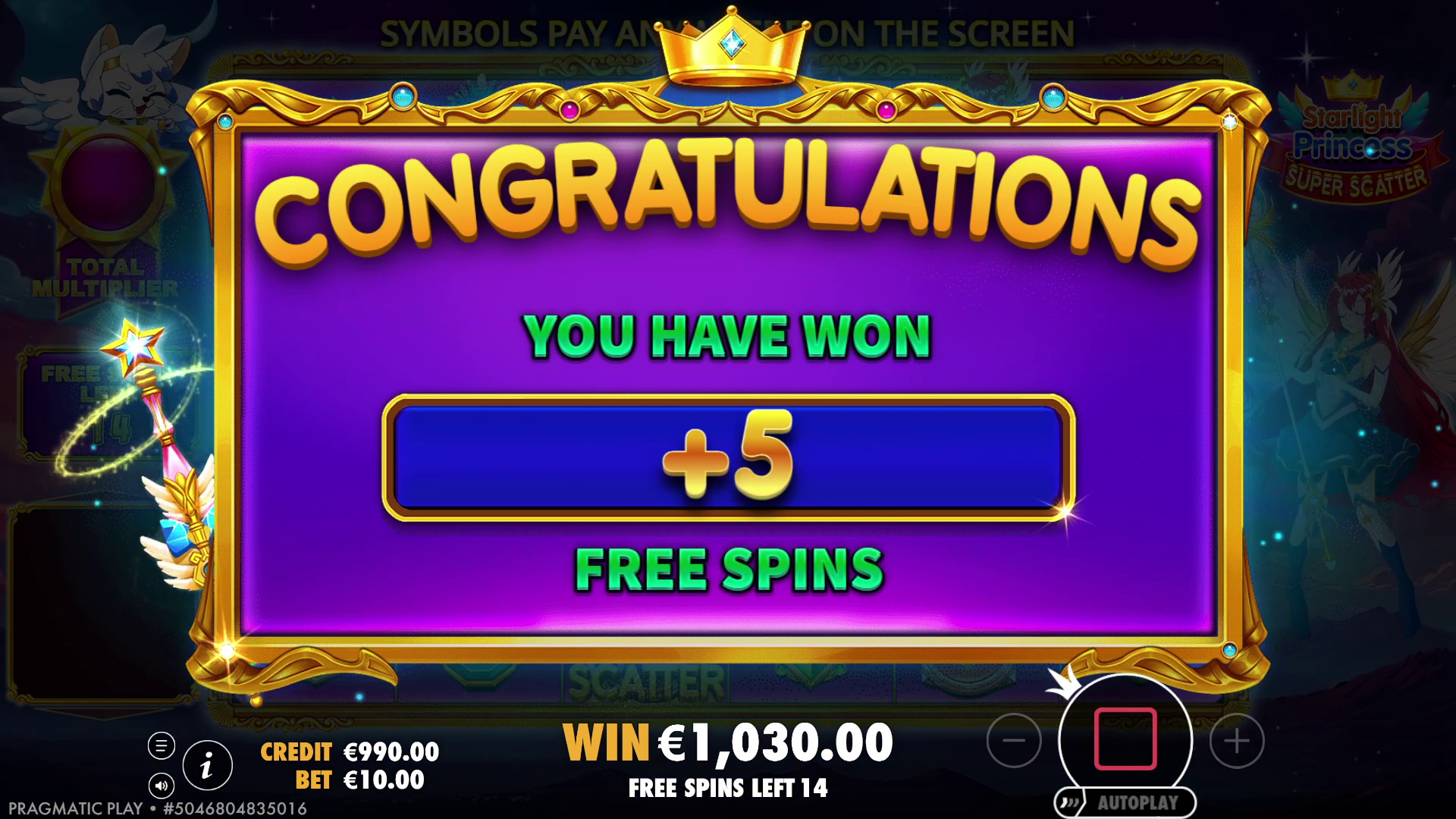 Starlight Princess Super Scatter - Free spins 3