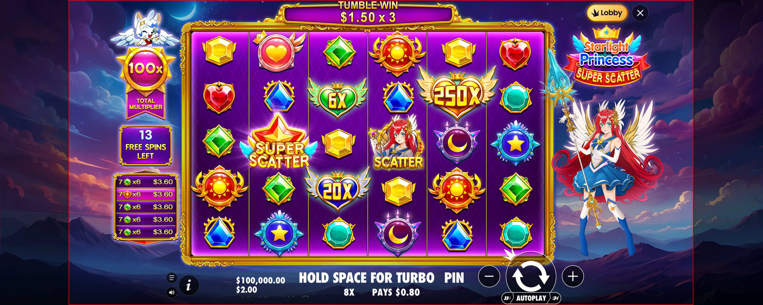 Starlight Princess Super Scatter - Free spins 4