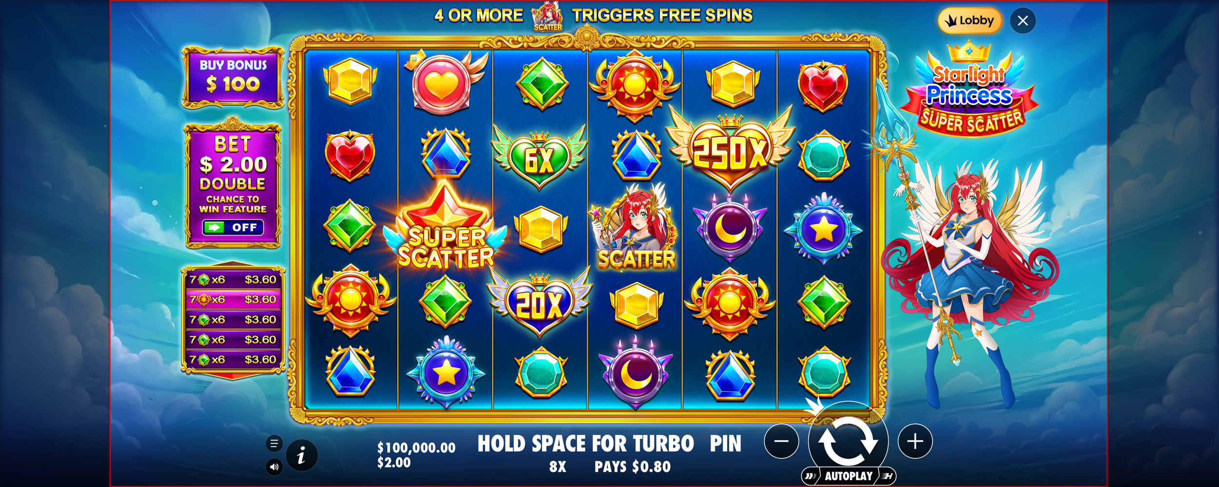 Starlight Princess - Free spins 4