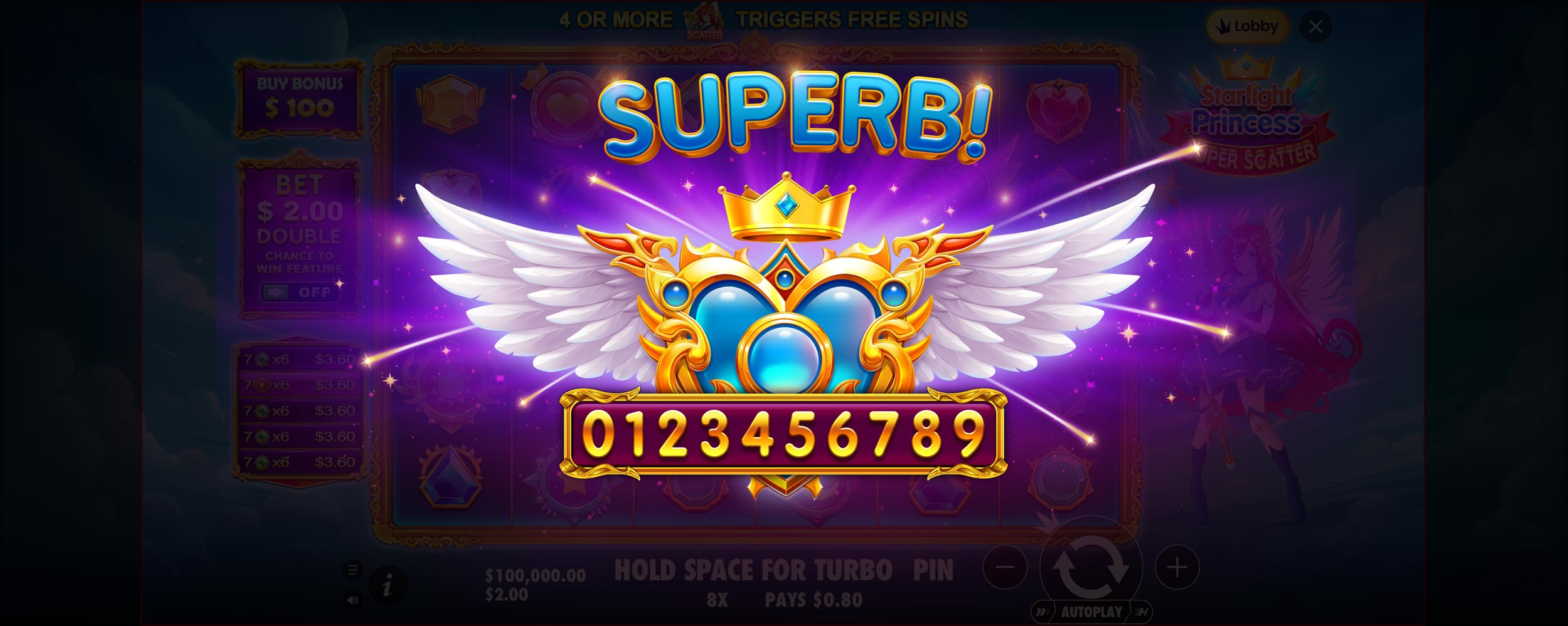 Starlight Princess - Free spins 12