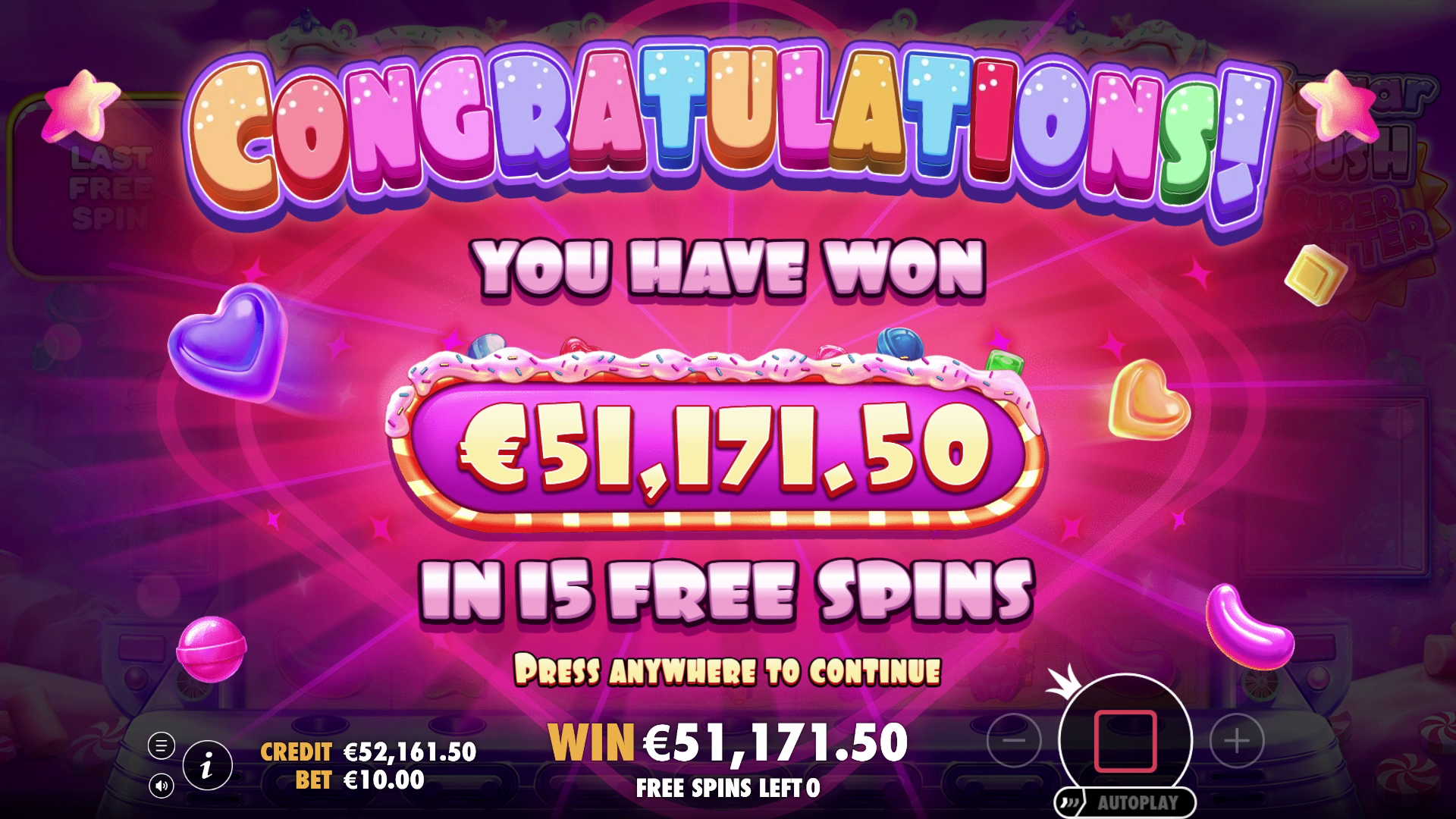 Sugar Rush Super Scatter - Free spins 2