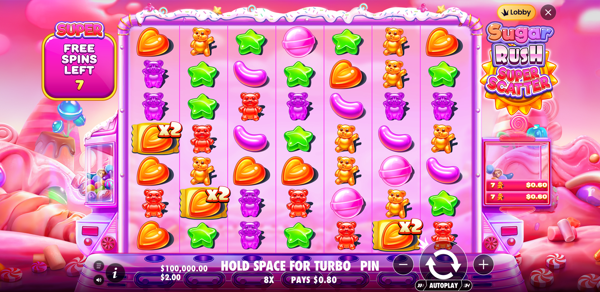 Sugar Rush Super Scatter - Free spins 7