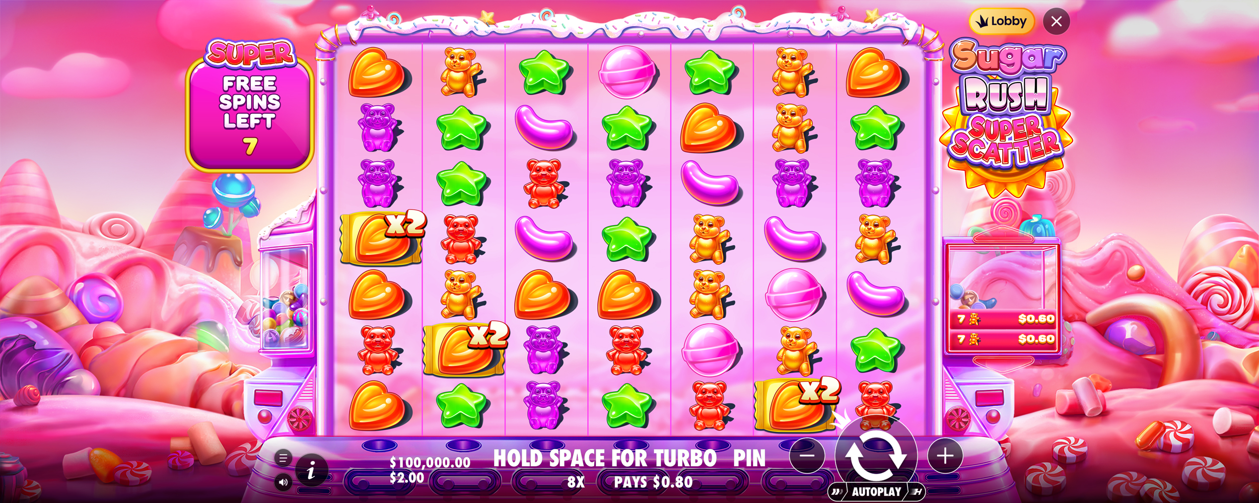 Sugar Rush Super Scatter - Free spins 6