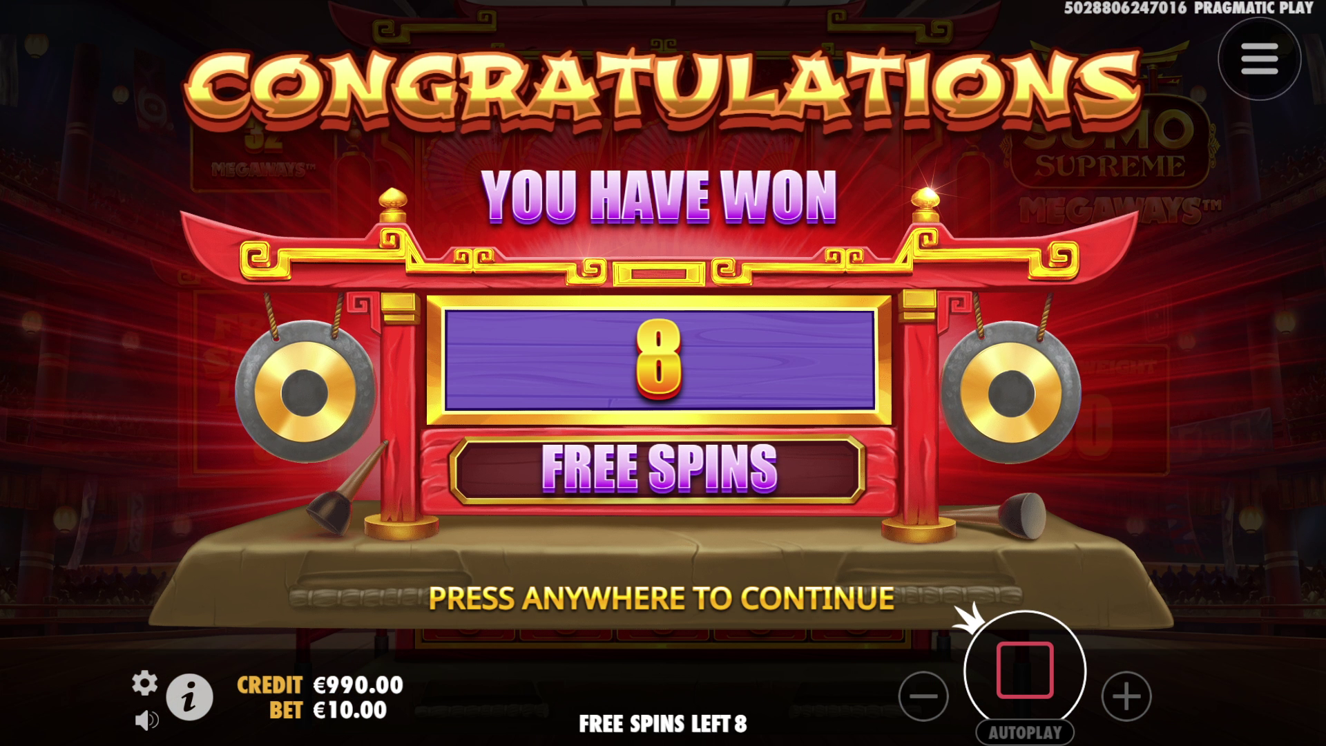 Sumo Supreme Megaways - Free spins 1