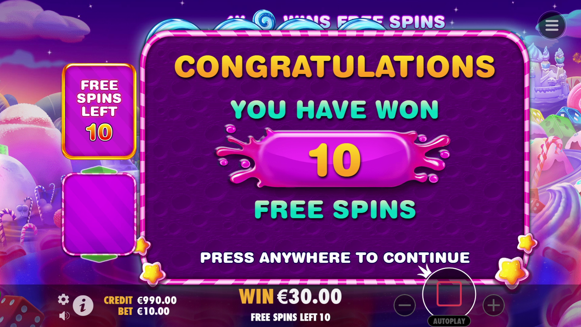 Sweet Bonanza 1000 Dice - Free spins 3