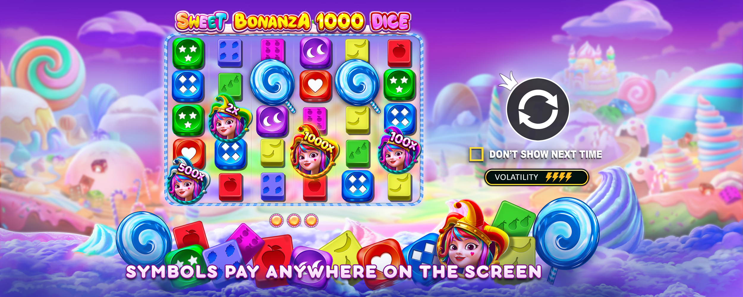 Sweet Bonanza 1000 Dice - Start screen