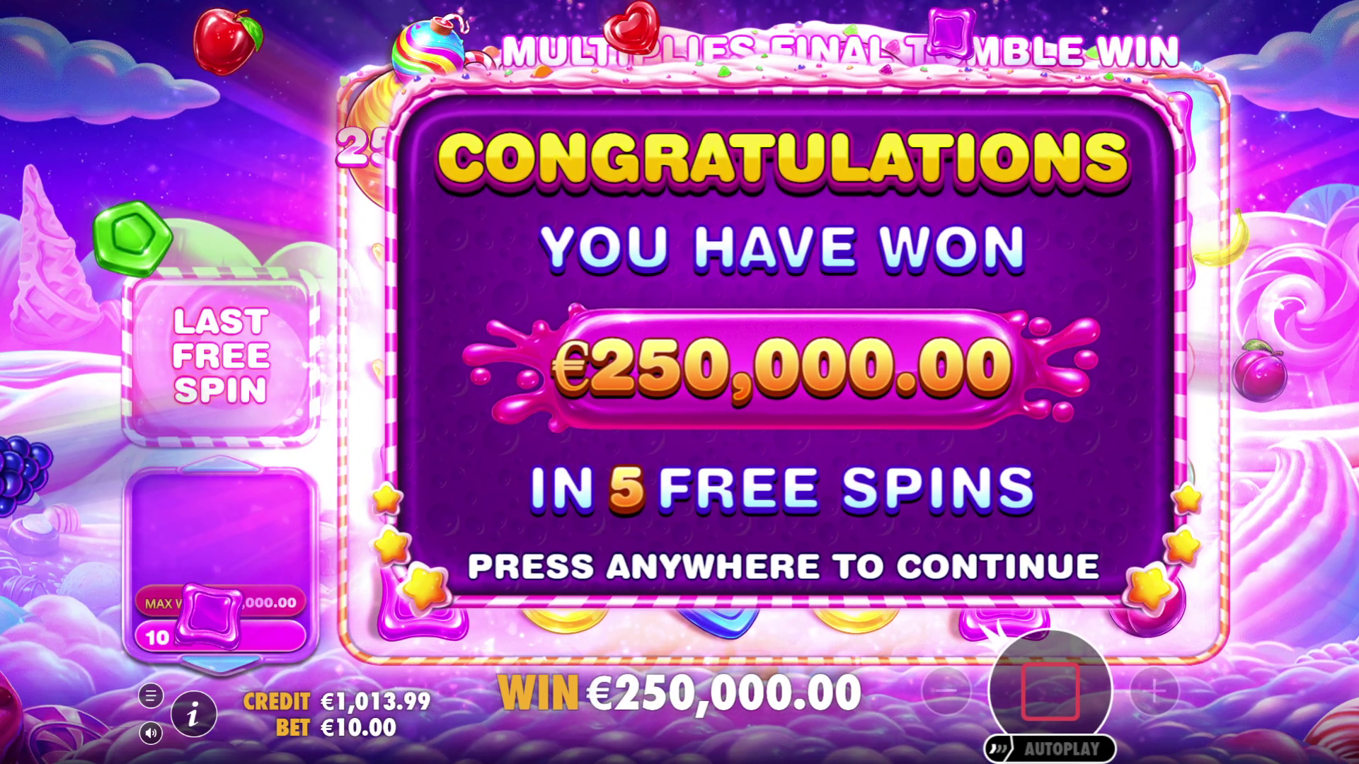 Sweet Bonanza 2500 - Free spins 1