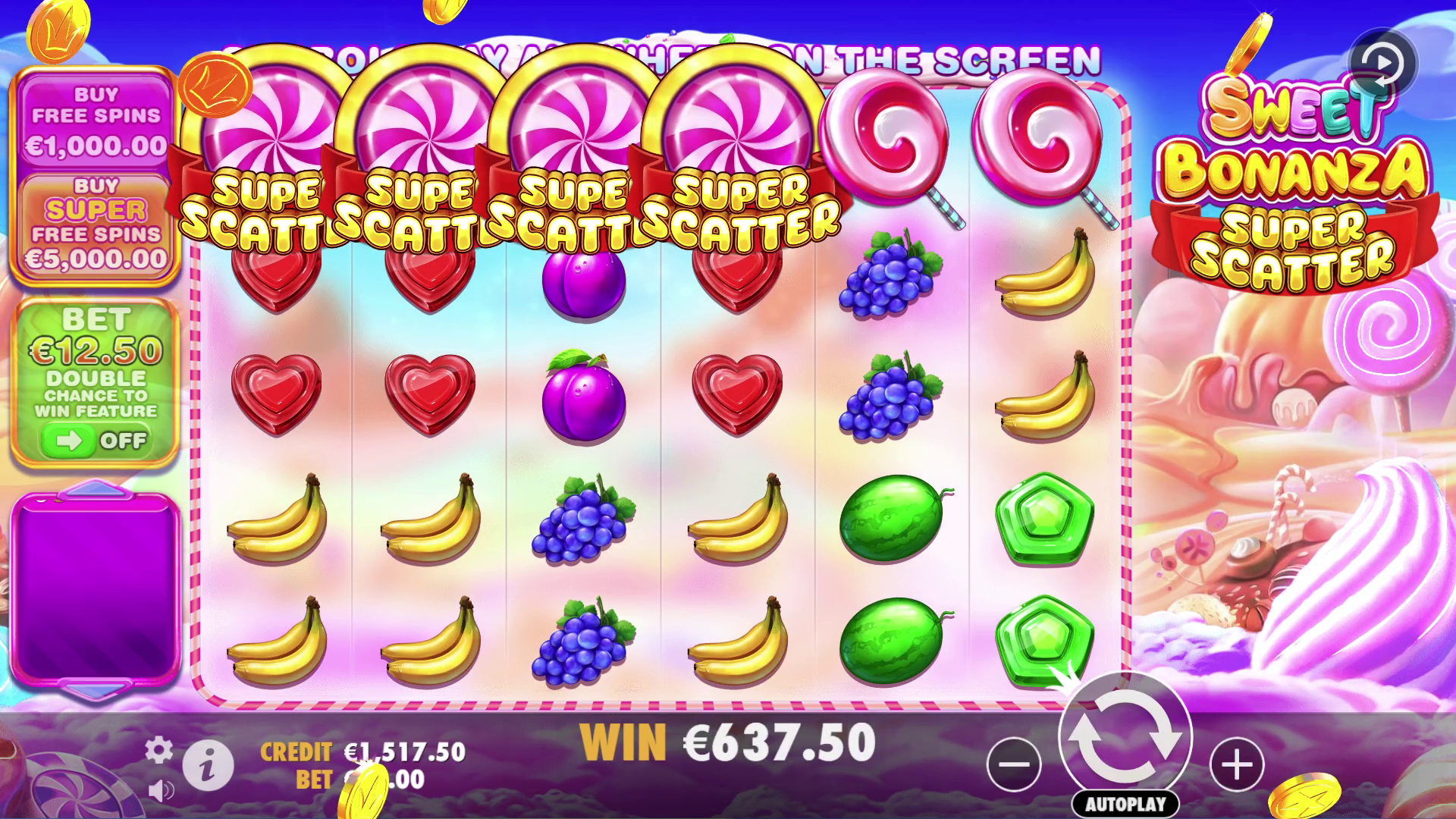 Sweet Bonanza Super Scatter - Free spins 1