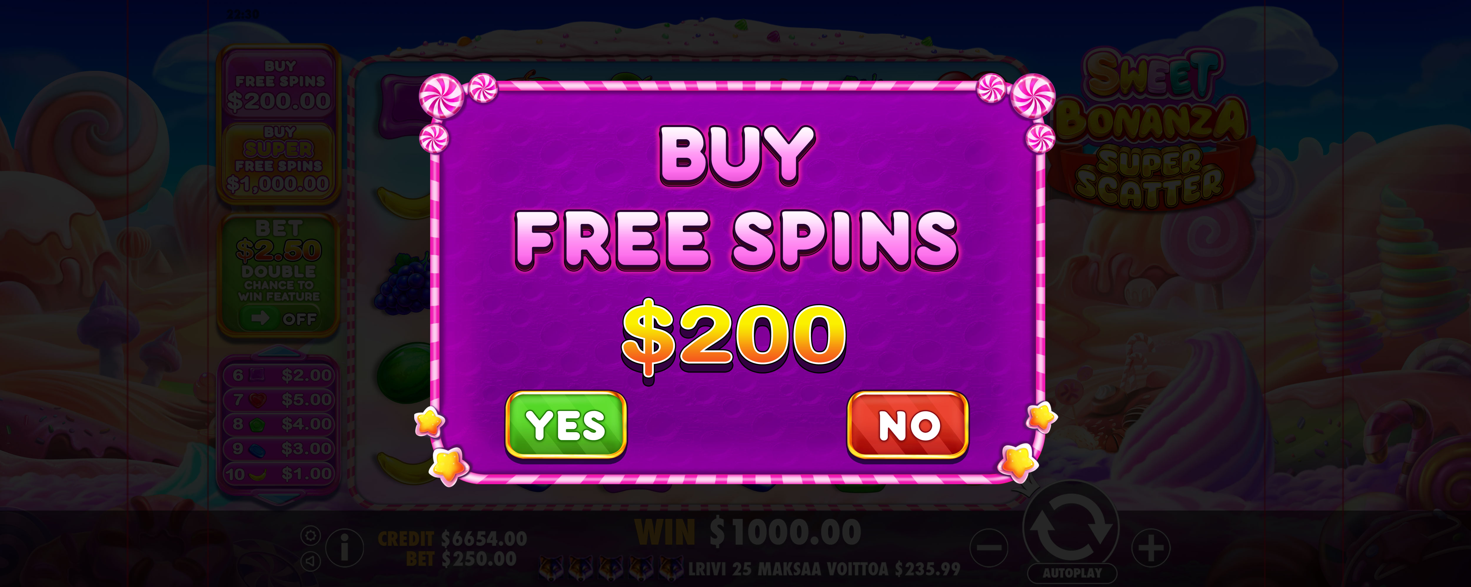 Sweet Bonanza Super Scatter - Buy bonus 1
