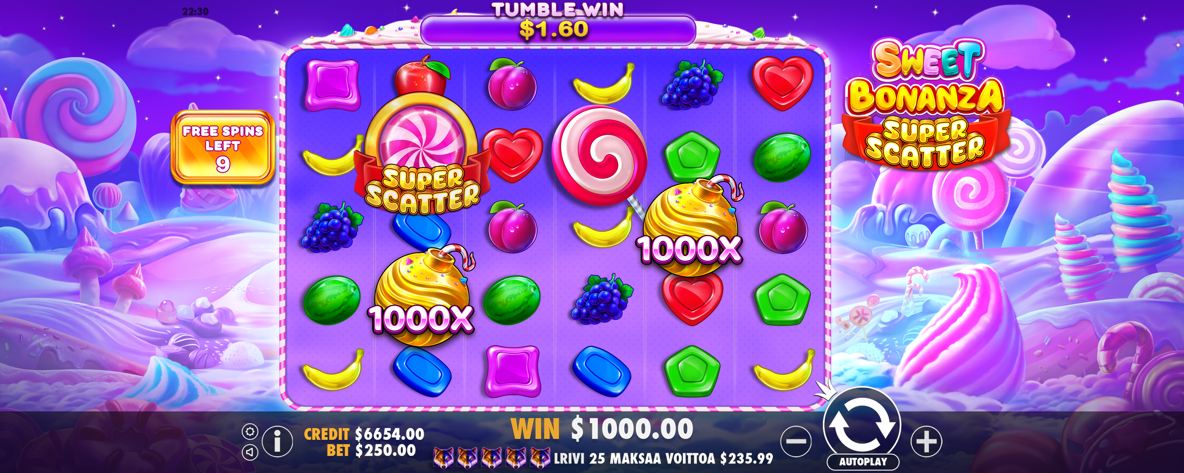 Sweet Bonanza Super Scatter - Free spins 3