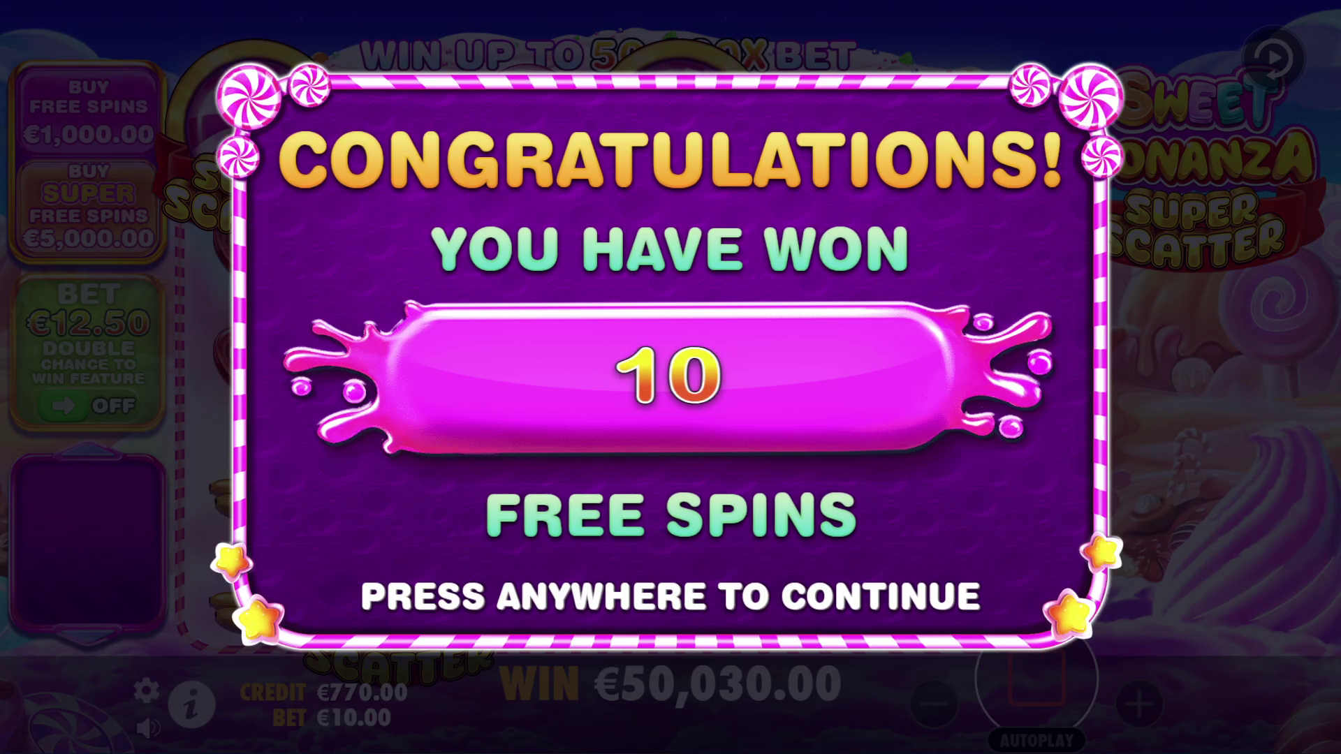 Sweet Bonanza Super Scatter - Free spins 4