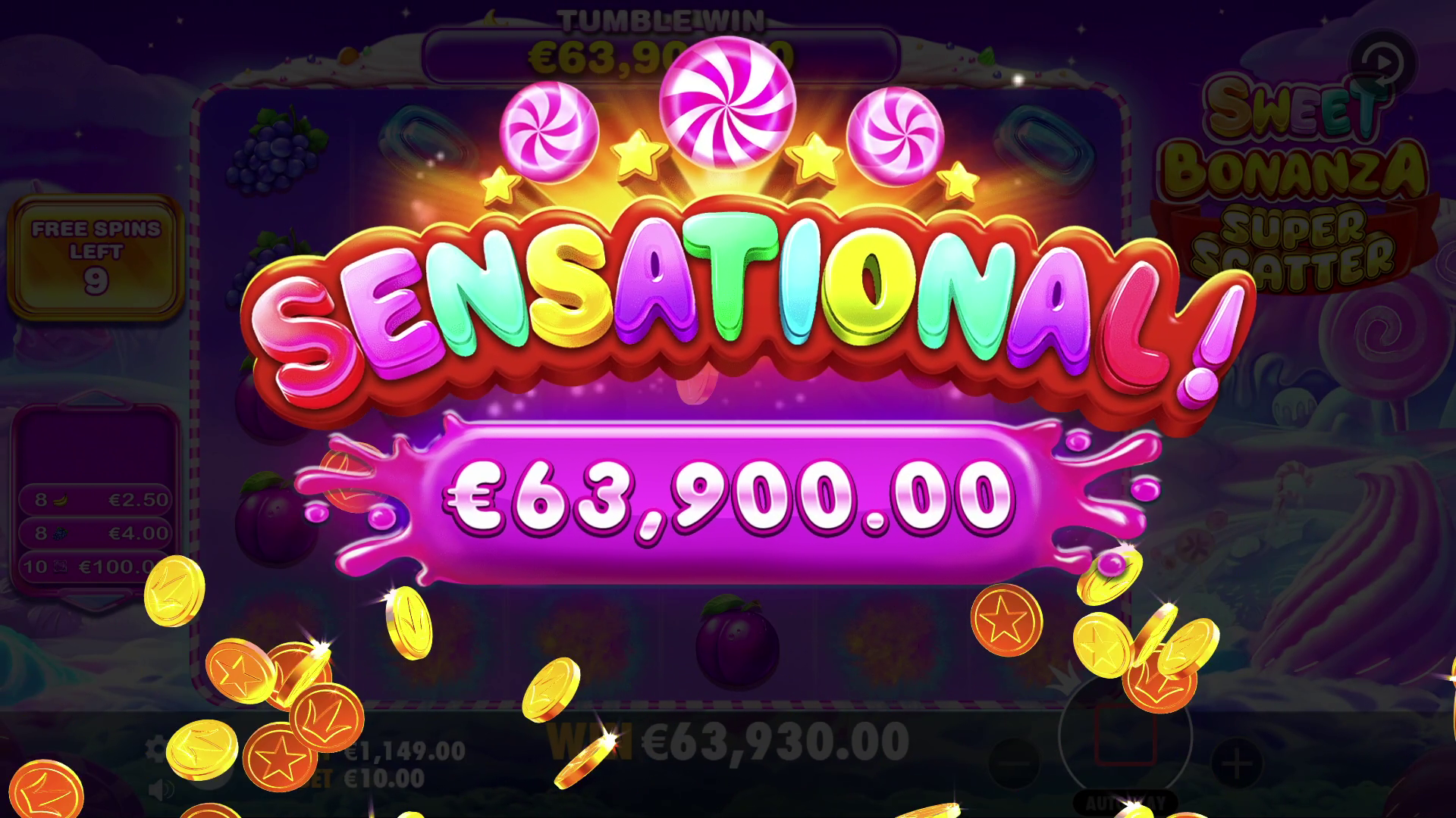 Sweet Bonanza Super Scatter - Big win 9