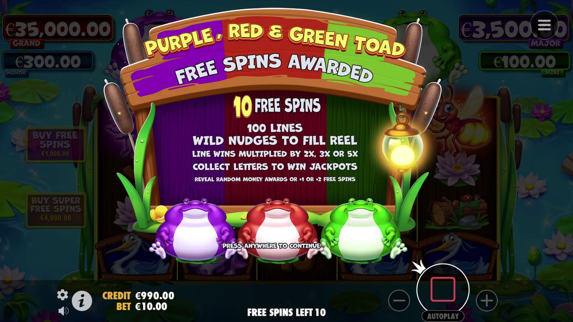 Tiny Toads - Free spins 5