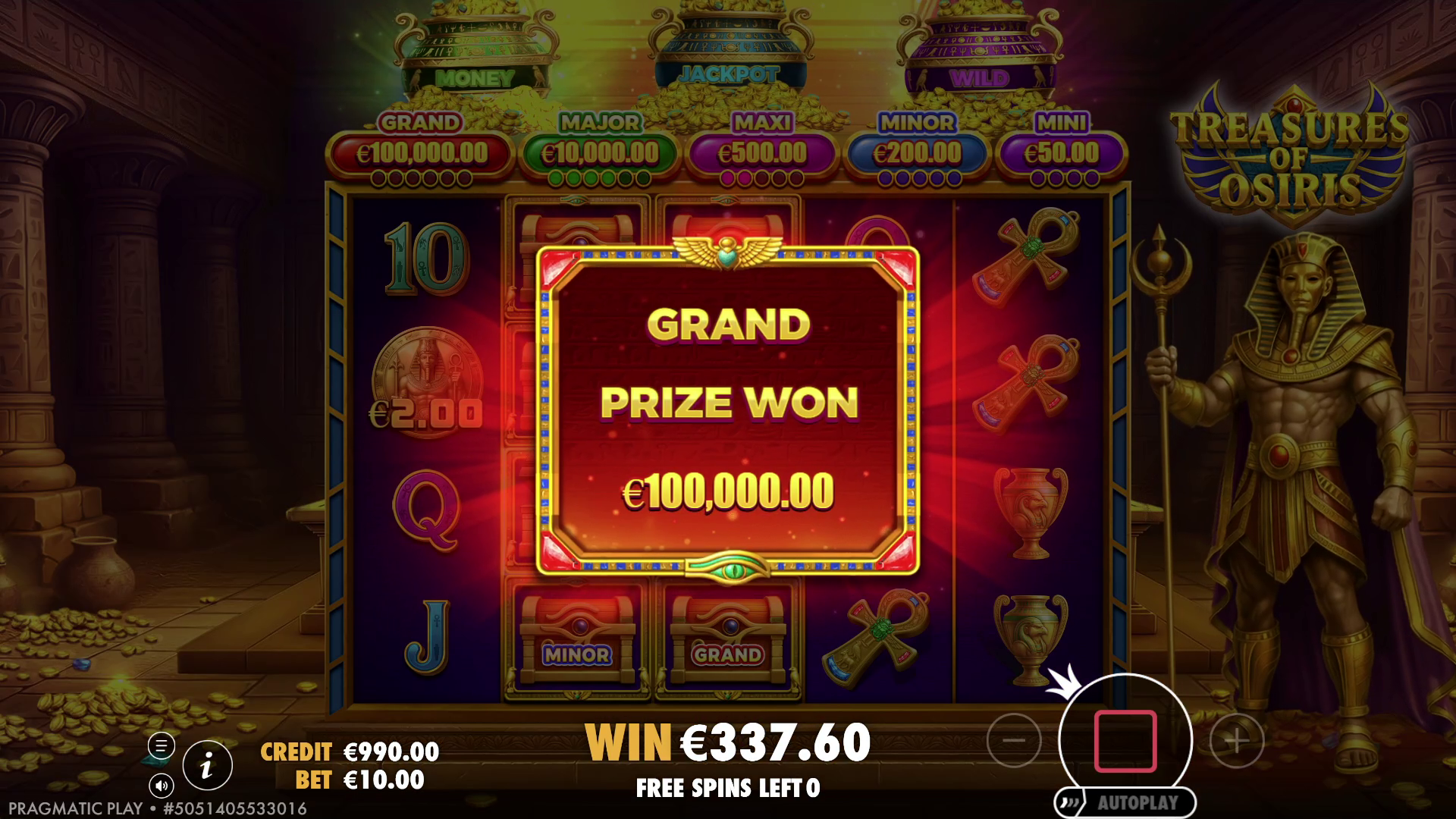 Treasures of Osiris - Big win 18