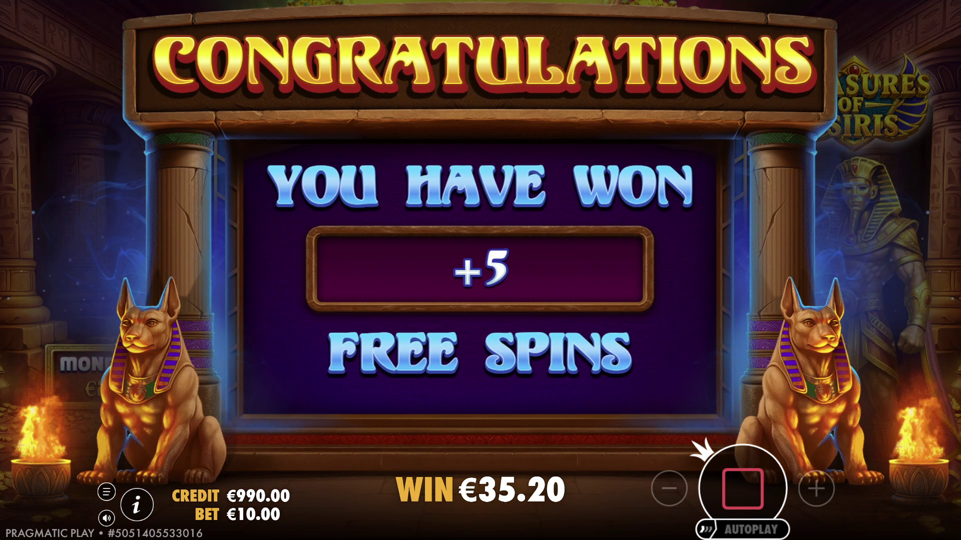 Treasures of Osiris - Free spins 5