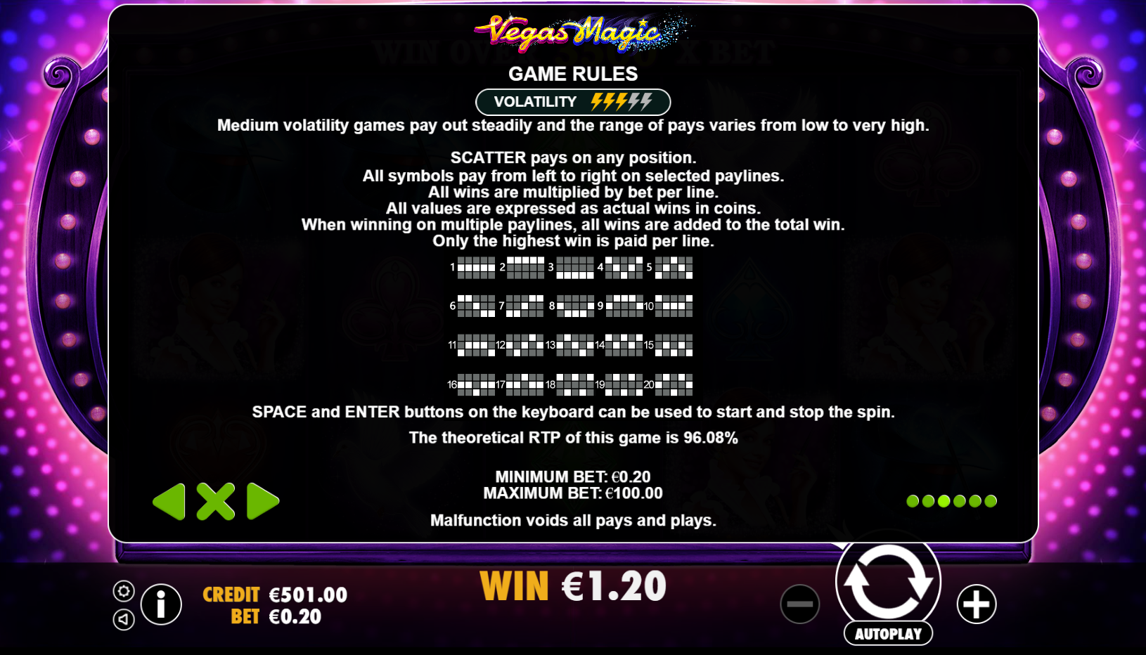 Vegas Magic - Game rules 1