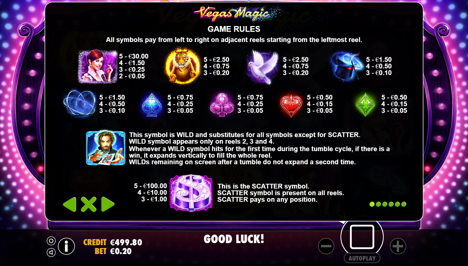 Vegas Magic - Game rules 3
