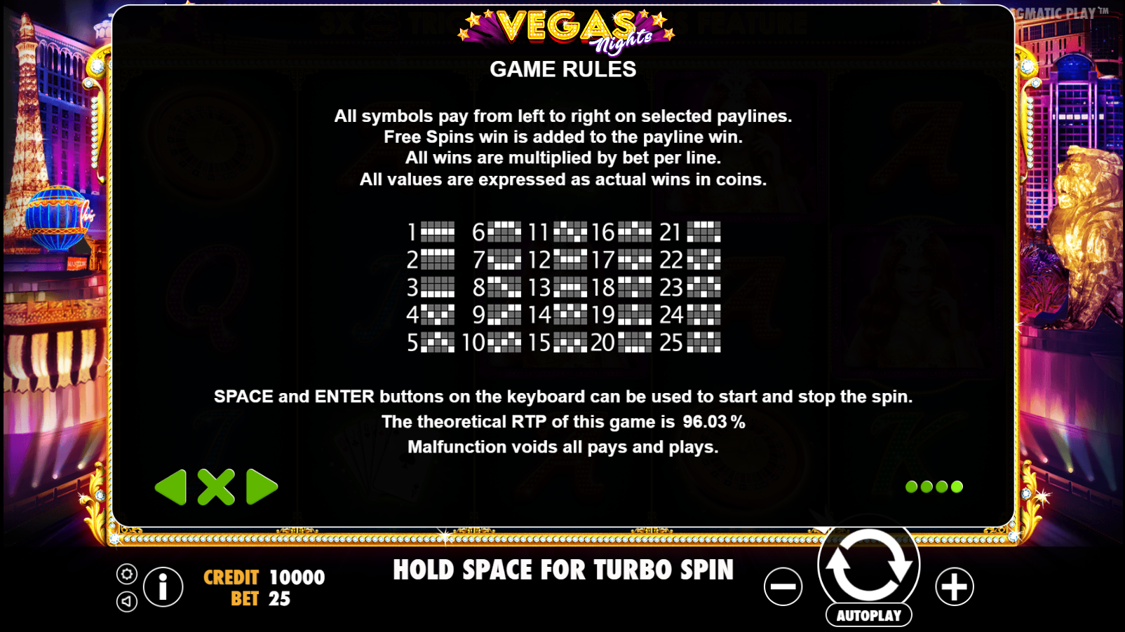 Vegas Nights - Game rules 1