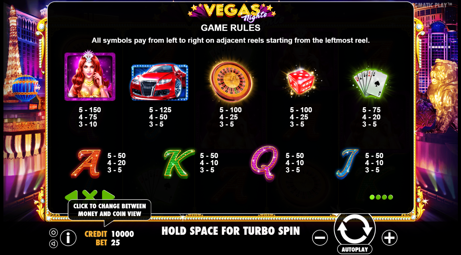 Vegas Nights - Game rules 2