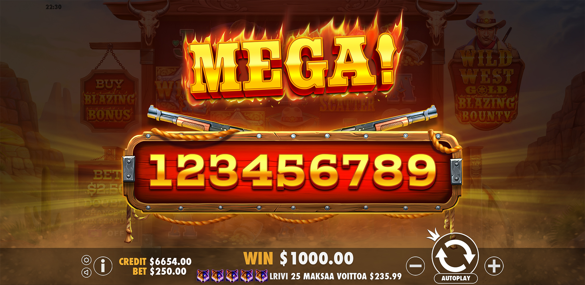 Wild West Gold Blazing Bounty - Big win 5