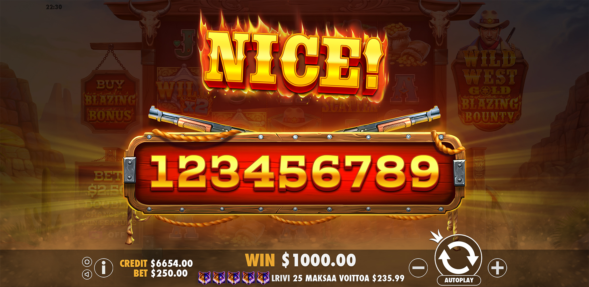 Wild West Gold Blazing Bounty - Big win 7