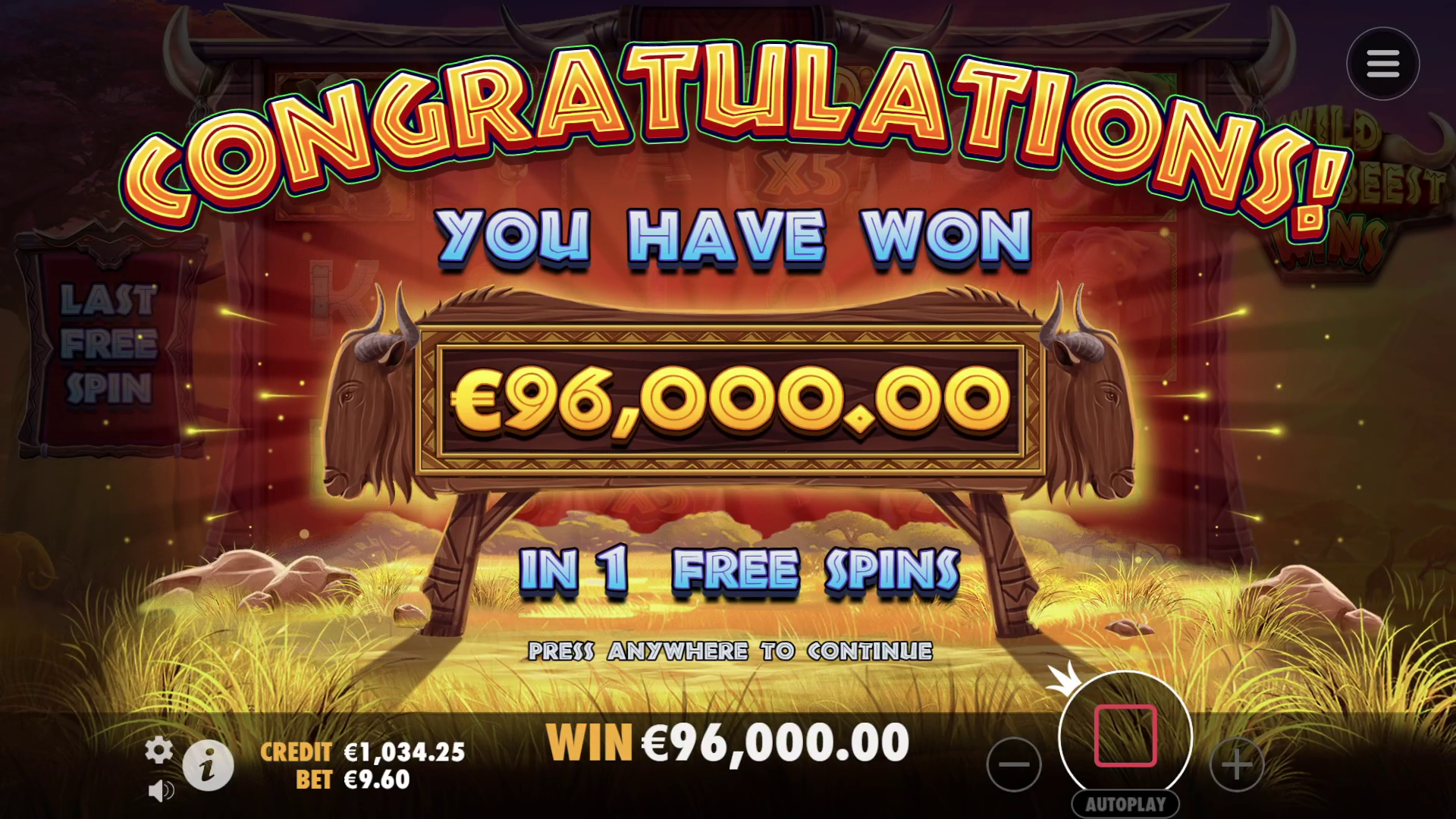 Wild Wildebeest Wins - Free spins 1