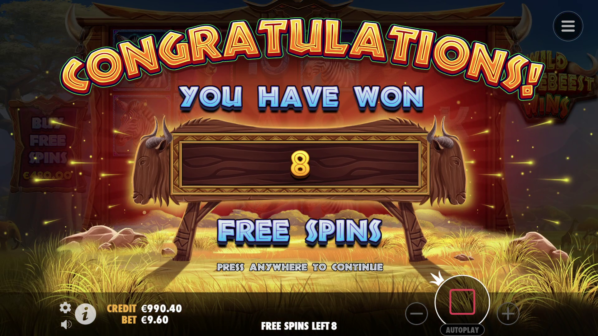 Wild Wildebeest Wins - Free spins 2