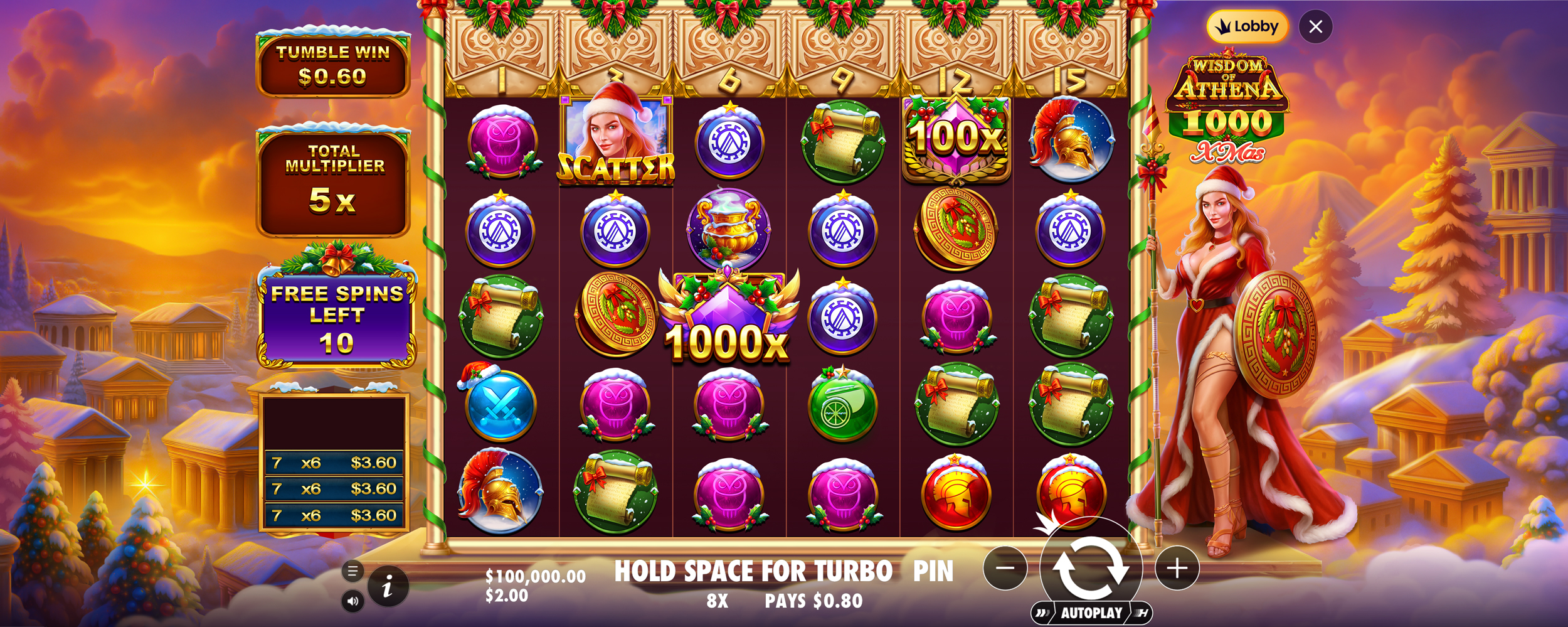 Wisdom of Athena 1000 Xmas - Free spins 2