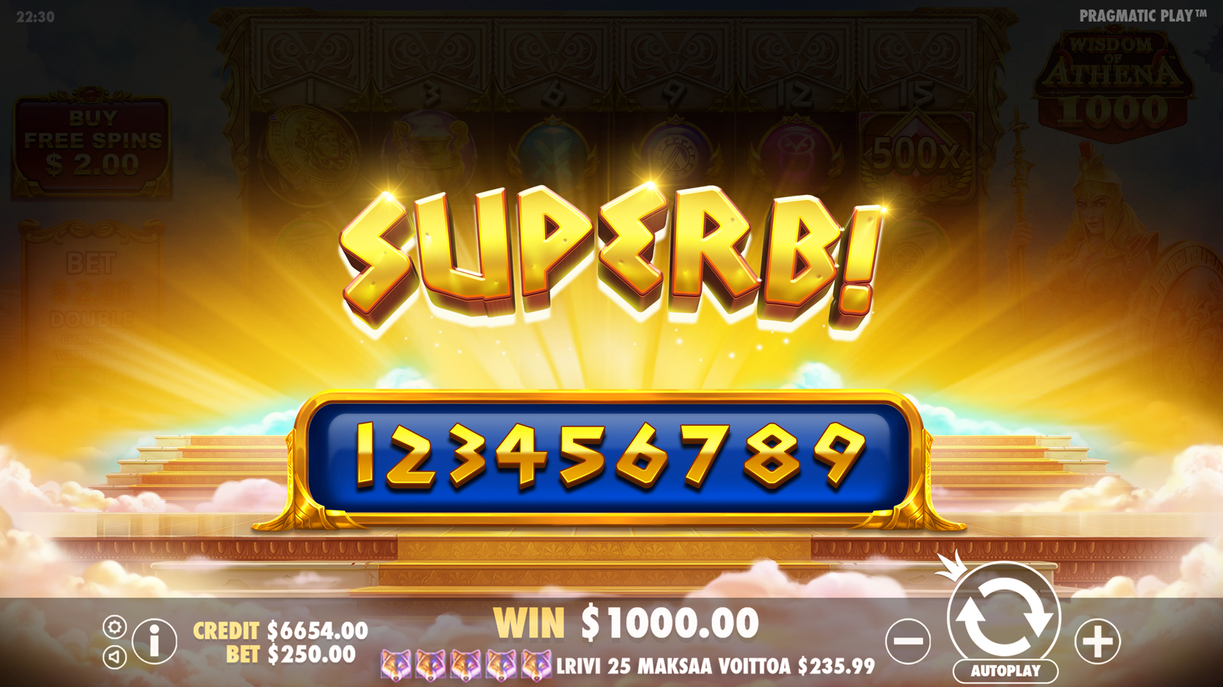 Wisdom of Athena 1000 - Big win 2