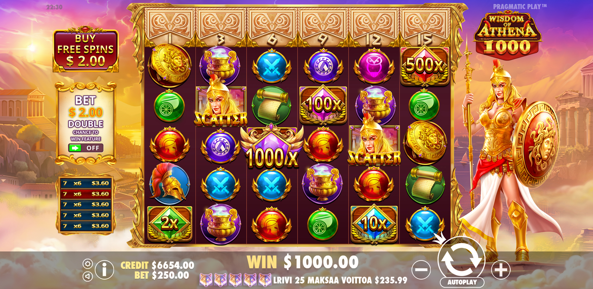 Wisdom of Athena 1000 - Big win 3