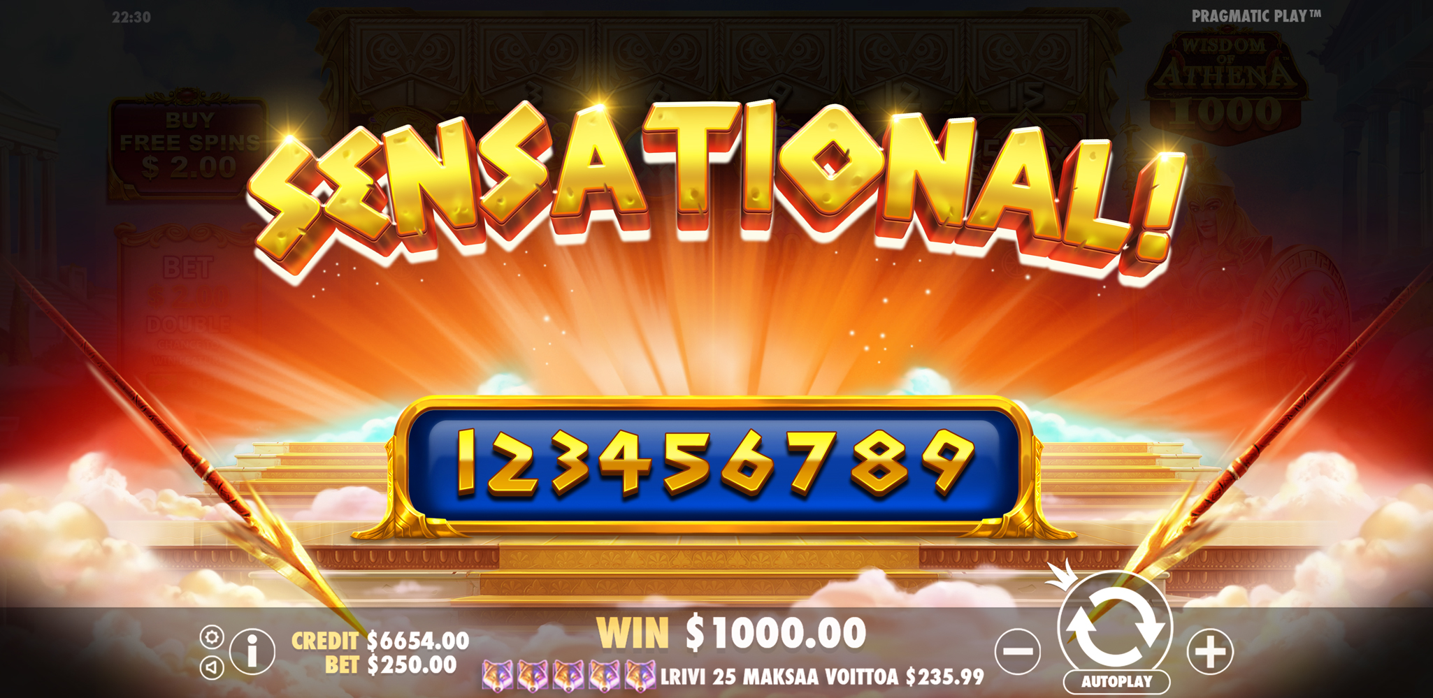 Wisdom of Athena 1000 - Big win 12
