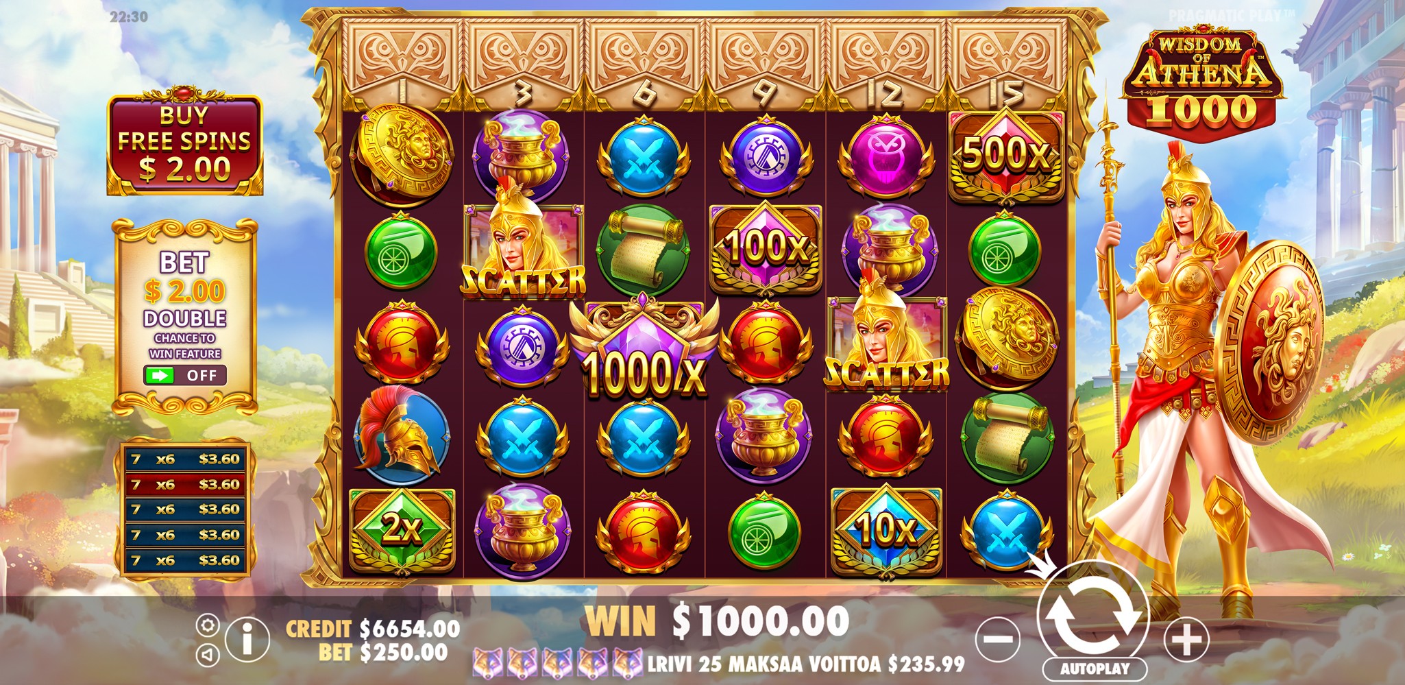 Wisdom of Athena 1000 - Big win 14