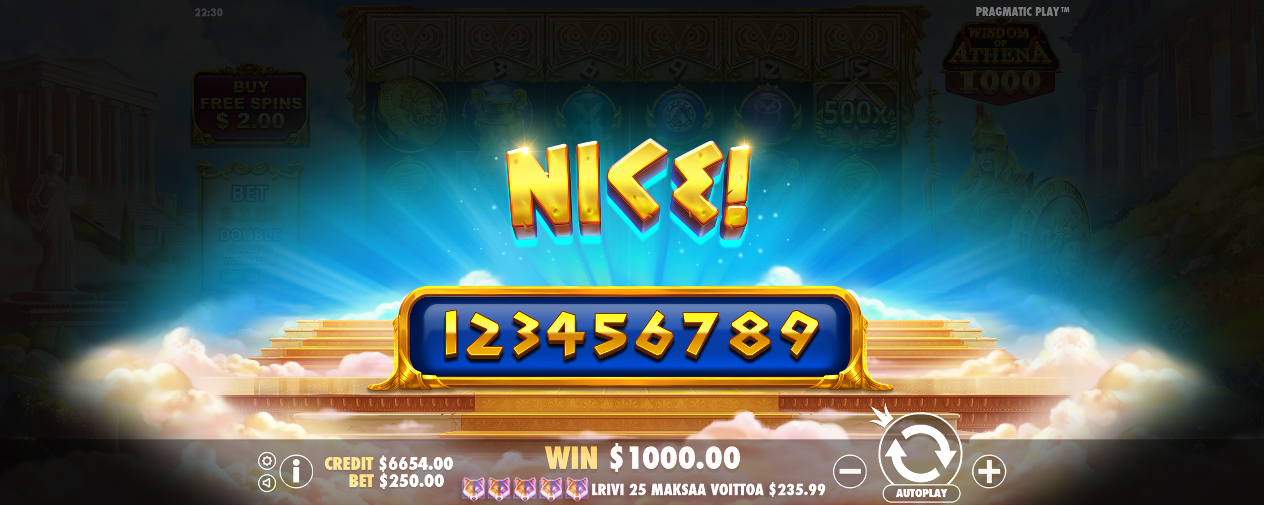 Wisdom of Athena 1000 - Big win 15