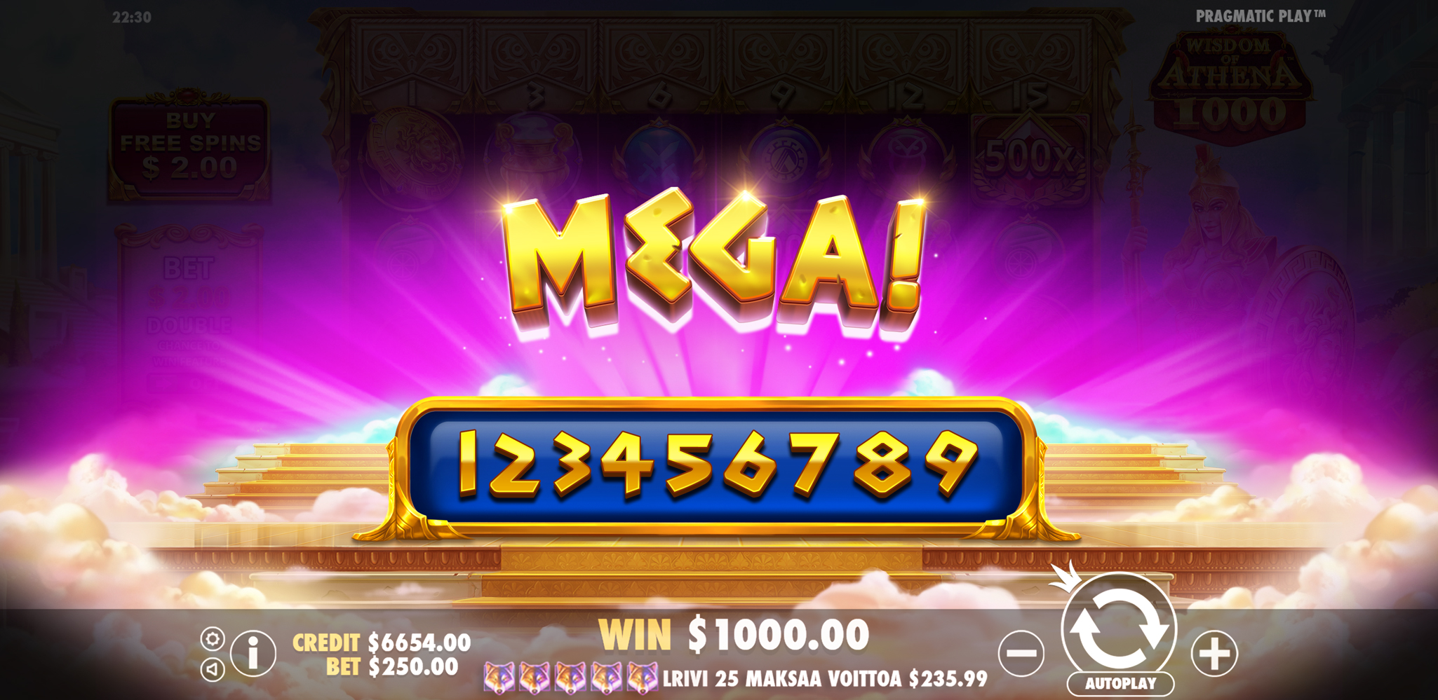 Wisdom of Athena 1000 - Big win 16