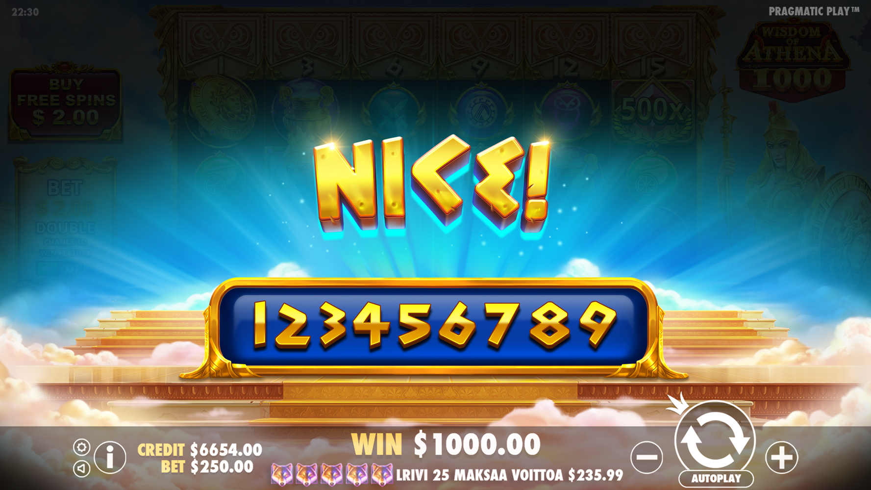 Wisdom of Athena 1000 - Big win 18