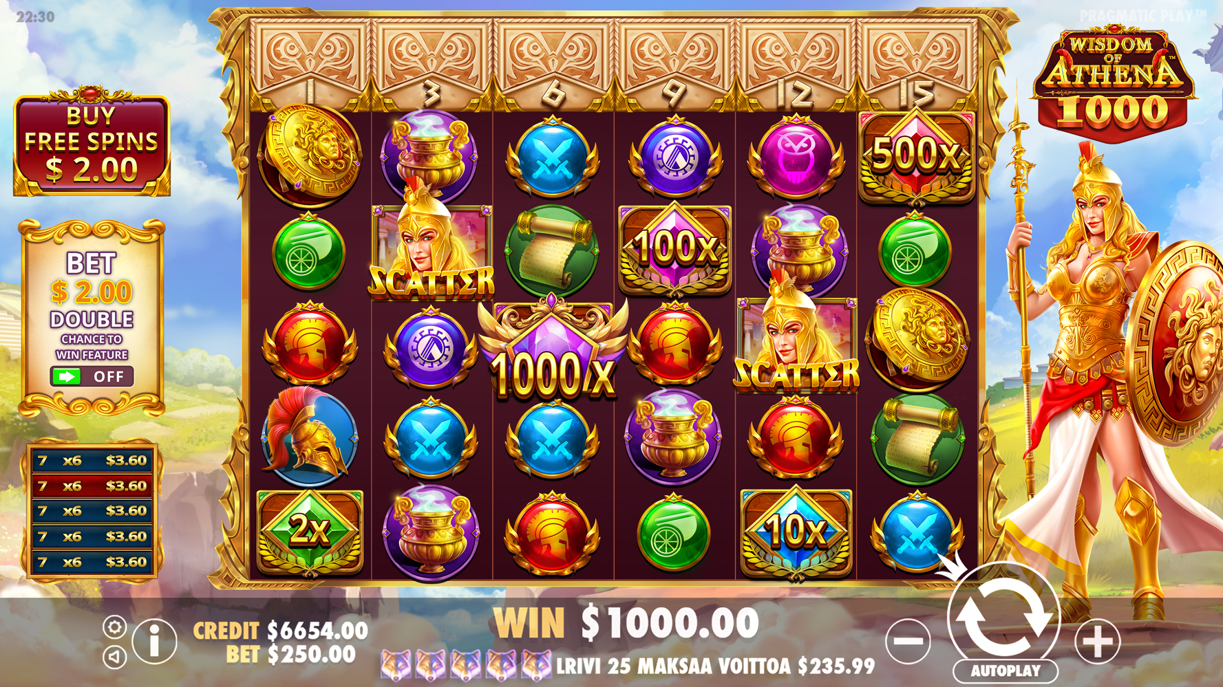 Wisdom of Athena 1000 - Big win 19