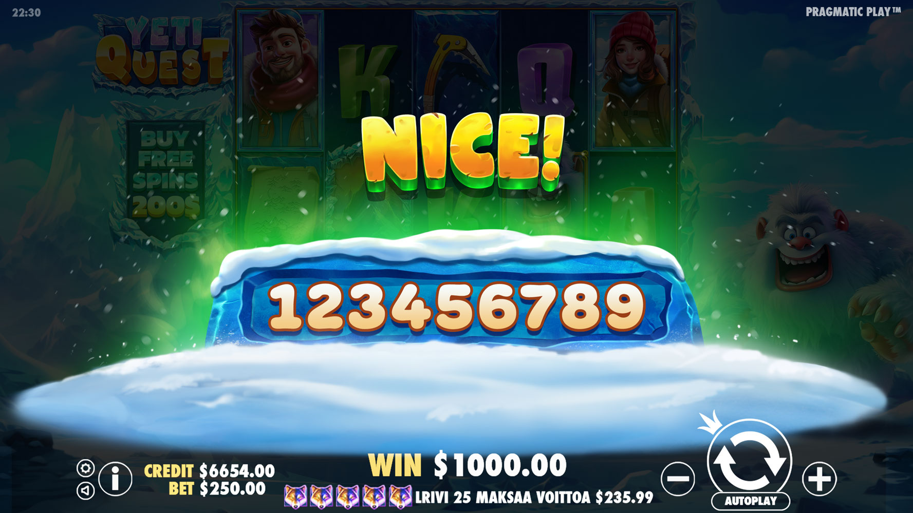 Yeti Quest - Big win 1