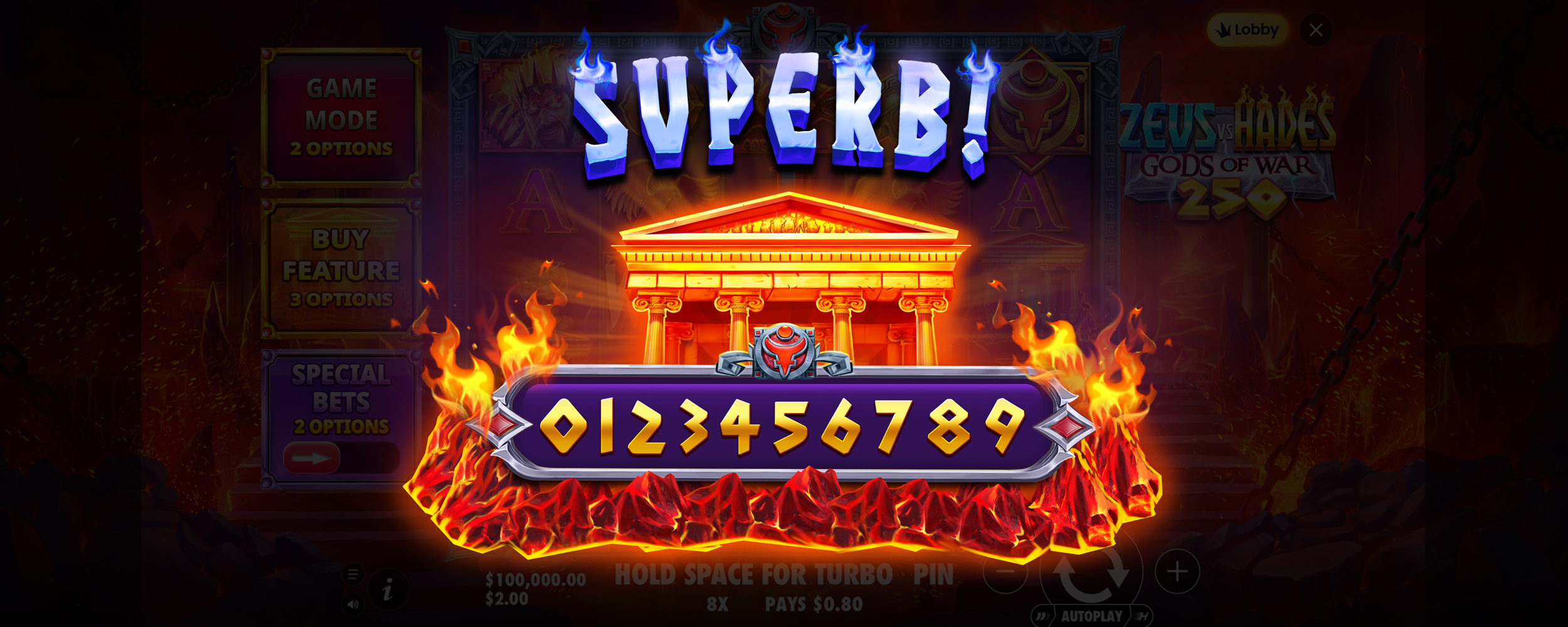 Zeus vs Hades - Gods of War 250 - Big win 8