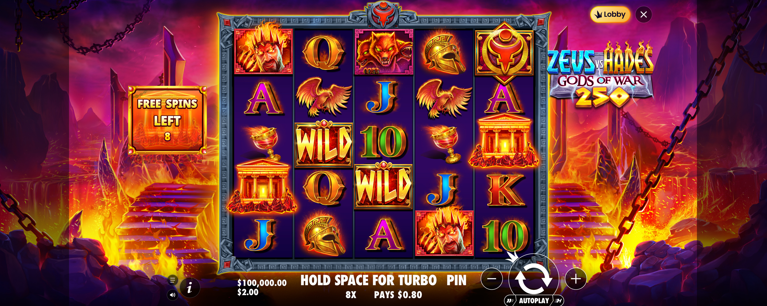 Zeus vs Hades - Gods of War 250 - Free spins 1