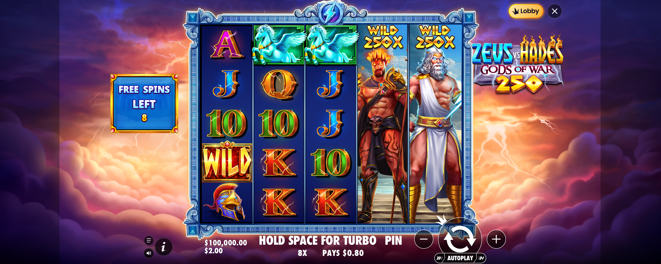 Zeus vs Hades - Gods of War 250 - Free spins 3